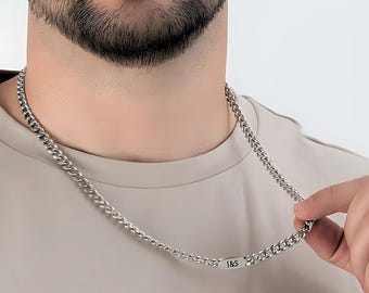 Cuban Link Tag Necklace Stainless Steel