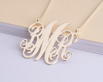 Sterling Silver Monogram Necklace for Women-Three Intertwined Letter Pendant-Custom 3 Initial Necklace-Custom Monogrammed Gifts for Her