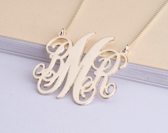 Monogram Necklace Three Letters Sterling Silver