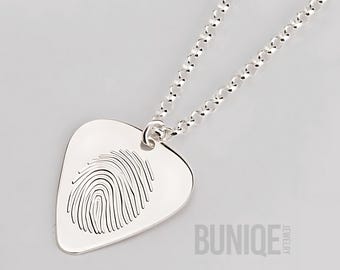 Fingerprint Guitar Pick Necklace