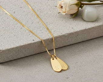 Multiple Teardrop Mother Necklace with Kids initials