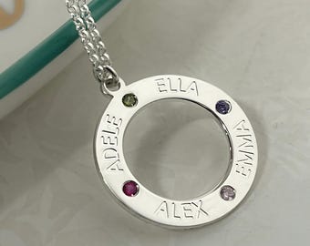 Mother Necklace with Kids Names & Birthstones