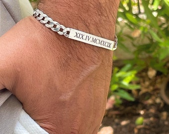 Personalized Mens Cuban Link Bar Bracelet