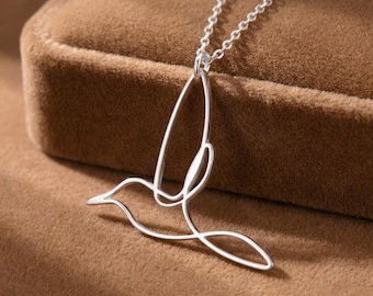 Sterling Silver Hummingbird Silhouette Necklace