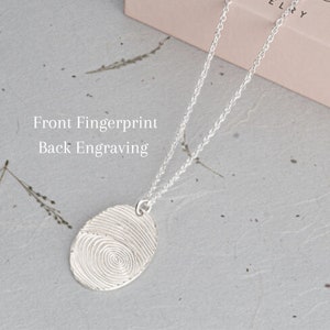 Fingerprint Necklace with Secret Message Sterling Silver or Gold Plated - Keepsake Thumbprint Jewelry - Personalized Gift for Mom & Dad