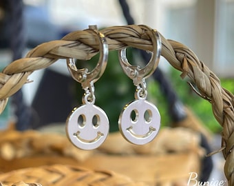 Smile Face Dangle Hoop Earrings Set