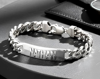 Sterling Silver Chunky Cuban ID Bracelet