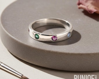 Minimalist Birthstones Ring Sterling Silver