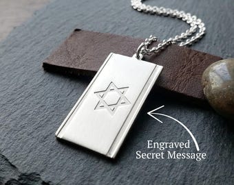 Israel Flag Necklace - Custom Engraved Secret Message