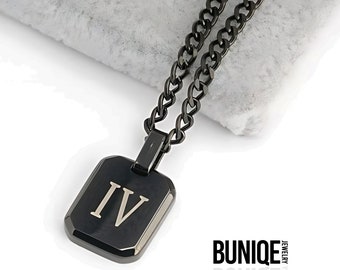 Initial Tag Necklace Engraved 2 Sides