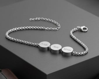 Dad Bracelet with Kids Names, Stainless Steel