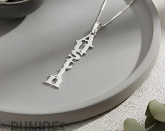 Vertical Name Necklace Sterling Silver