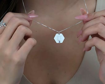 Initial Heart Necklace with Birthstone
