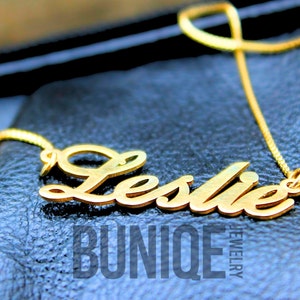 Classic 14K Gold Name Necklace - Handcrafted in Yellow or White Gold - Customized Gift for Her