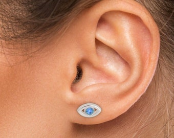 Blue Evil Eye Earring Set