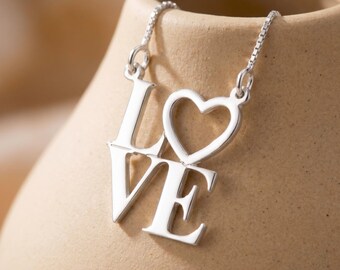 LOVE Heart Necklace Sterling Silver
