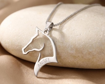 Custom Horse Name Necklace Engraved Sterling Silver