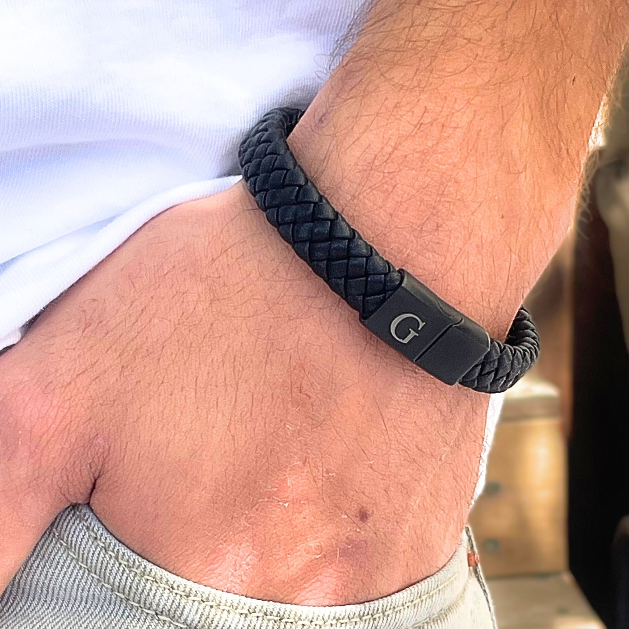 Men's Secret Message Leather Bracelet