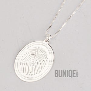 Sterling Silver Fingerprint Necklace: Custom Engraved Memorial Pendant
