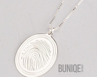 Fingerprint Pendant Necklace with Secret Message