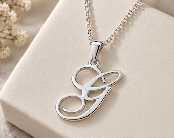 Large Initial Necklace Sterling Silver