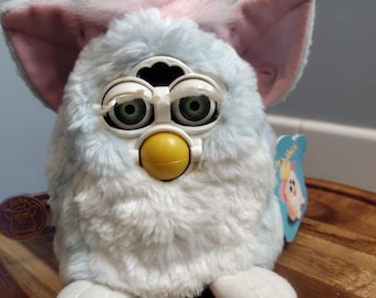 Vintage White Snowball Furby Tomy 1998 WORKING With Green Eyes