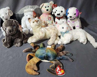 Ty Beanie Babies Plush, 90s Collectible Toys with tags Vintage MINT