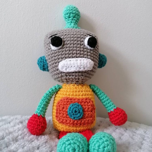 Crochet Amigurumi Robot - Nursery Decor - Baby Shower - Flower Girl - Handmade Crochet Gift - Robot Soft Toy - Robot Plush.