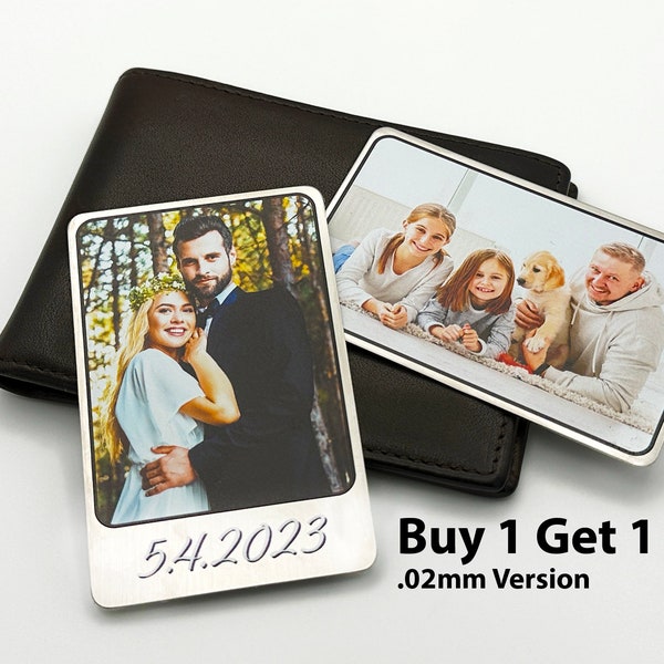 Buy 1 Get 1 Personalized Wallet Photo Card | Custom Metal Wallet Insert | Photo Card for Wallet | Gifts for Boyfriends & Girlfriends