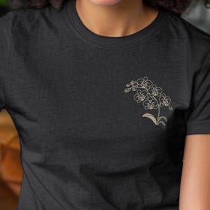 Minimalist Phalaenopsis Orchid Line Drawing T-Shirt | Gardening Gift for Orchid Lovers | Floral Shirt for Nature Enthusiasts