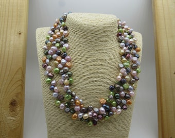 Natural multi color freshwater pearl necklace