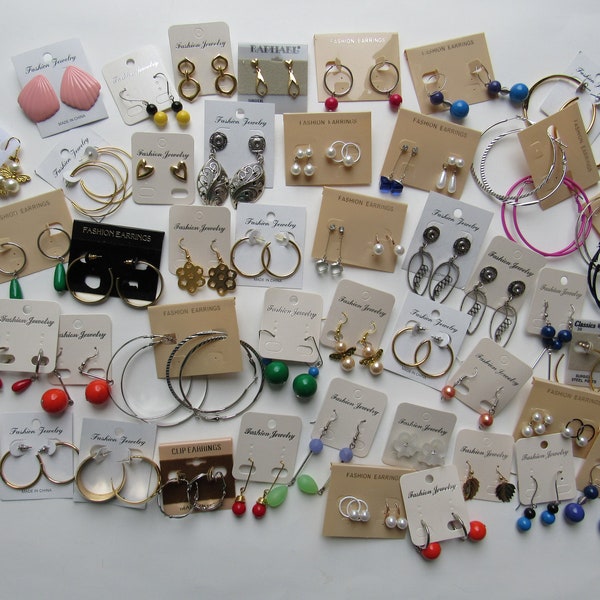 Mystery box of 50 cards of vintage earrings