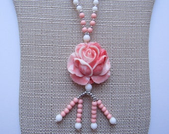 Cute Peach and Pink Resin Shell Necklace