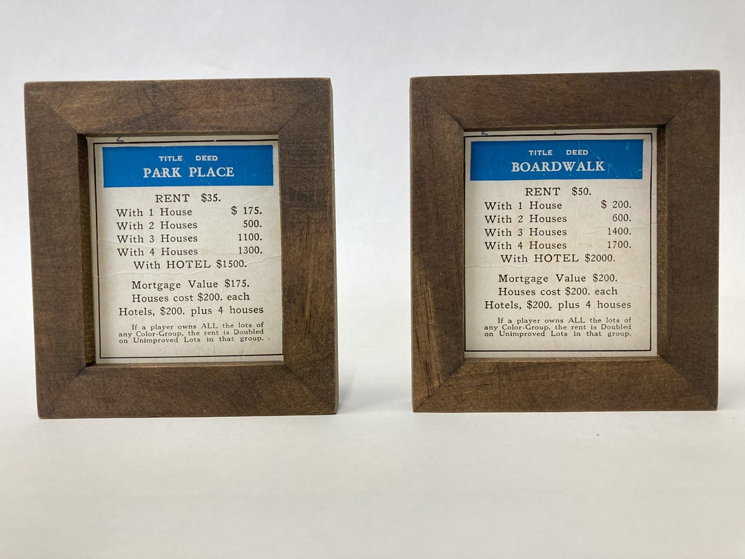 Monopoly Wall Art. Boardwalk &amp; Park Place Vintage Monopoly Cards in ...