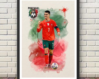 クリスティアーノ・ロナウド ポルトガル 水彩画 | サッカー デジタルダウンロード