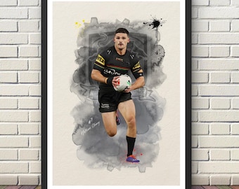 Nathan Cleary Penrith Panthers Watercolour Print | NRL Digital Download