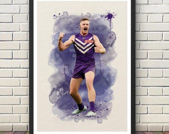 Josh Treacy Fremantle Dockers AFL Watercolour Print | Key Forward Art (Digital Download)