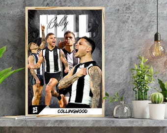 Jamie Elliott Collingwood FC Watercolour Poster | AFL Digital Download | Go Pies Football Print | A1, 24x36, 18x24, 16x20 Aussie Rules