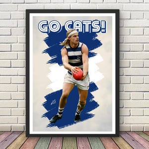 Bailey Smith Geelong Print – AFL Watercolour Digital Download, Footy Wall Art, Cats Poster, A1 16x20 18x24 24x36 Sizes Aussie Rules