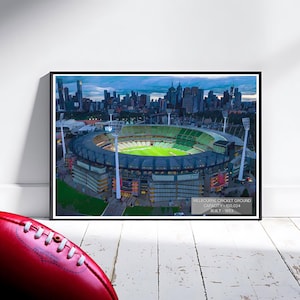 Melbourne Cricket Ground The MCG, AFL Football Print, Cricket Wall art, Aussie Rules, Melbourne Print.