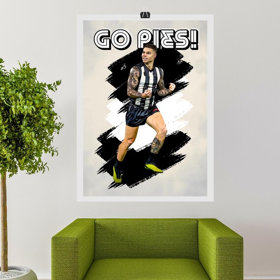 Jamie Elliott Collingwood FC Watercolour Poster | AFL Digital Download | Go Pies Football Print | A1, 24x36, 18x24, 16x20 Aussie Rules