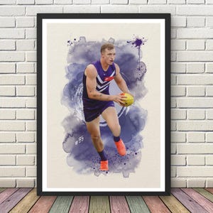 Lámina de acuarela de Josh Treacy de los Fremantle Dockers / Arte para fanáticos de la AFL (Descarga digital)