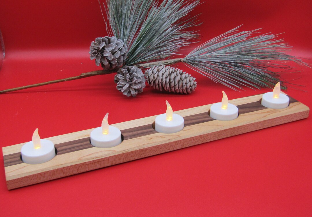 Solid Wood Tea Light Candle Holder Etsy