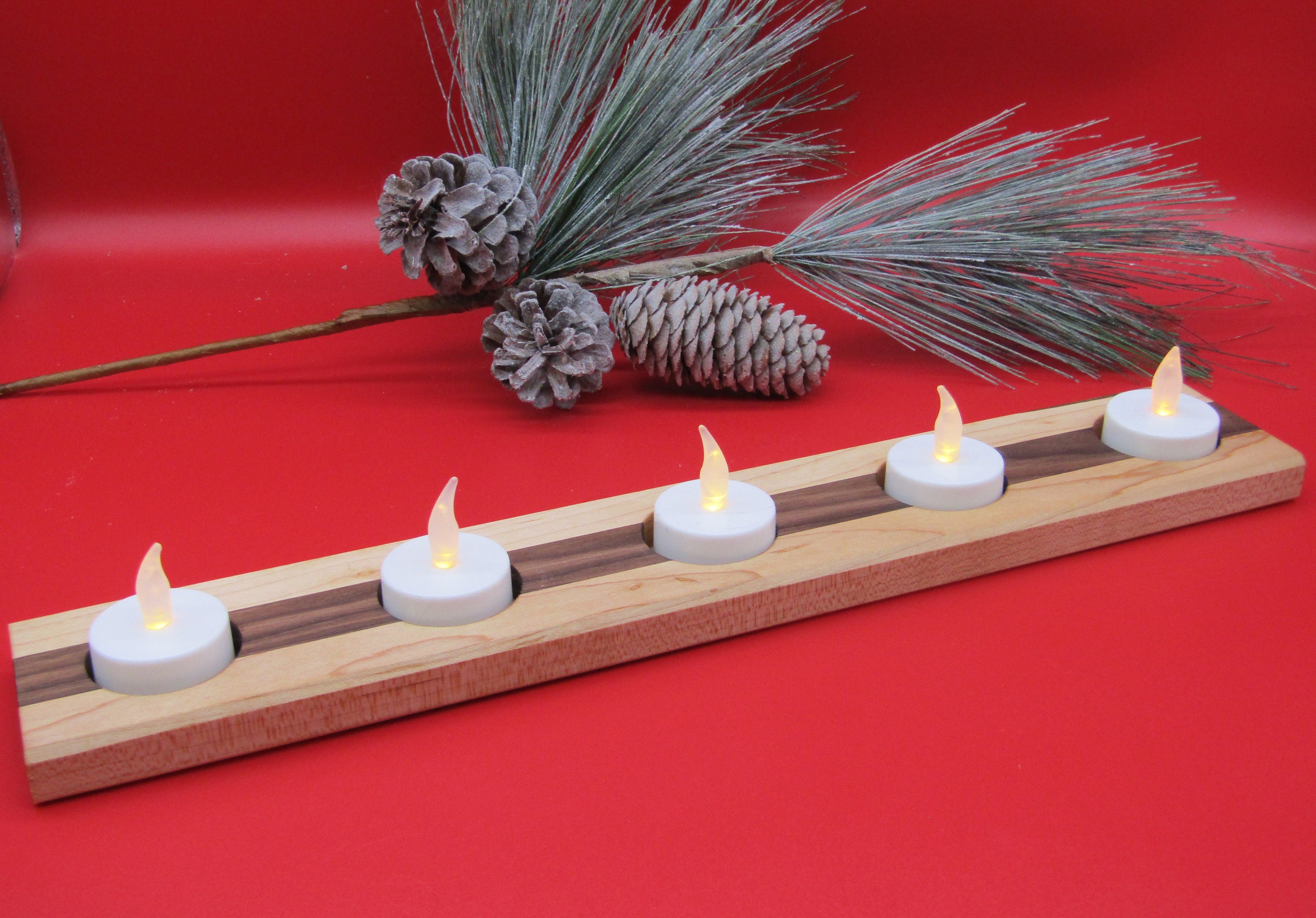 Solid Wood Tea Light Candle Holder Etsy