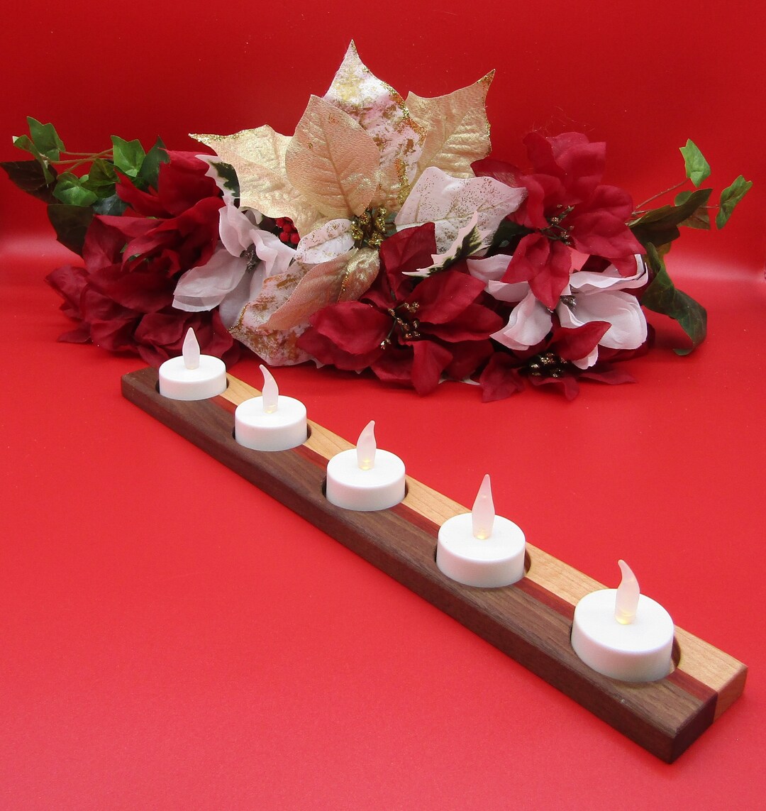Solid Wood Tea Light Candle Holder Etsy