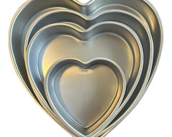 Set of 4 Wilton Heart Shaped Cake Pans 6" 9" 10" 12" Valentine Wedding Day 502