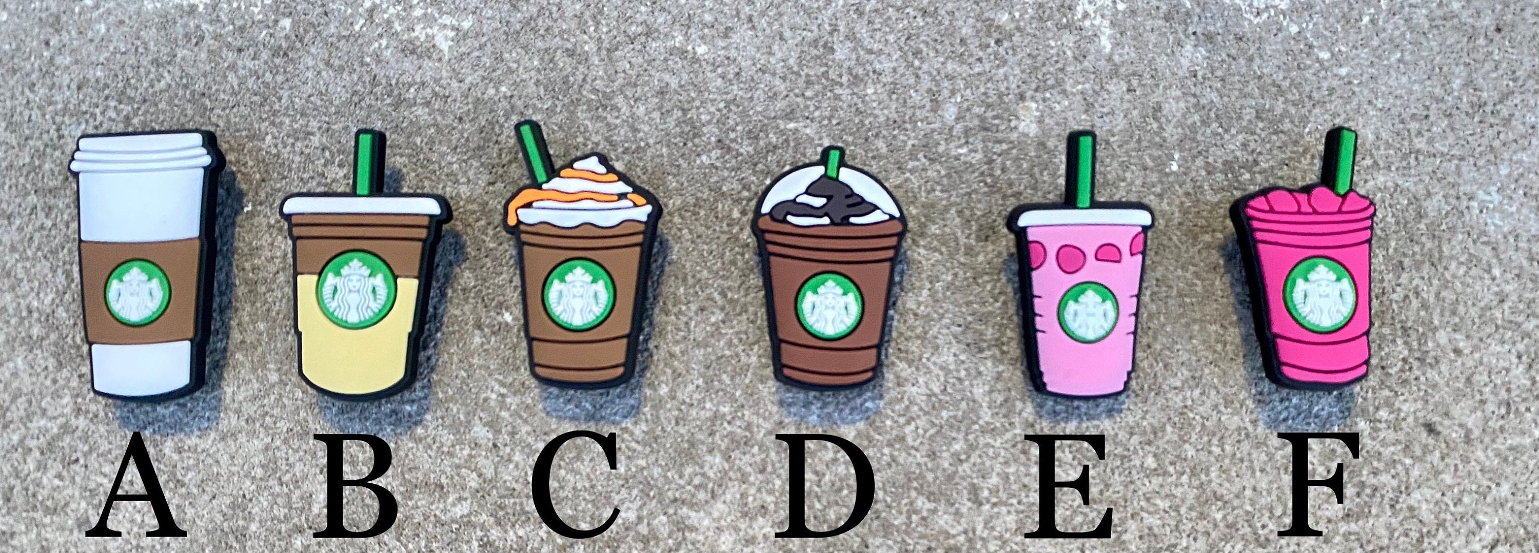 RARE! 6 Starbucks themed charms for croc. Jibz. Pink Drink Coffee