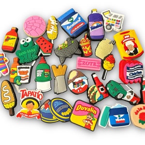Mexican latino inspired shoe charms , takis, Cheetos, conchas, vicks, popular croc charms, best selling accessories for crocs