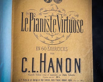 Piano Sheet Music, The Virtuoso PianistLendary French Learning Guide Book, Exercises Classical Piano, Vintage Book, Classic Music History