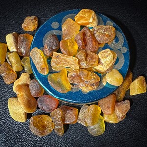 Amber Baltic Raw Gemstones, Unpolished Unique Special Sun Amber Stones, Jewellery Yellow Natural Relax Crafting Latvian Liepaja Gold Tin Box